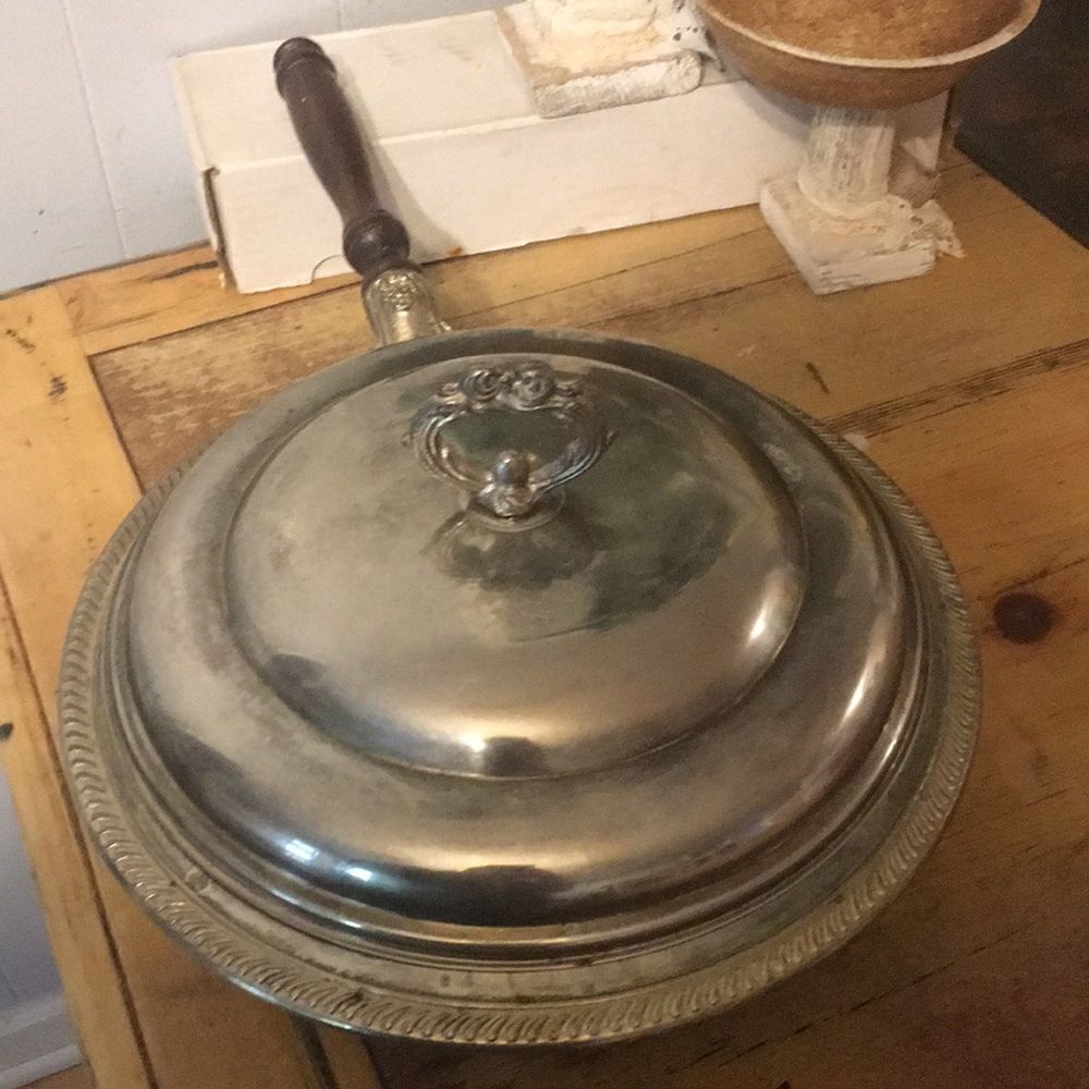 Vintage silver plated frying pan